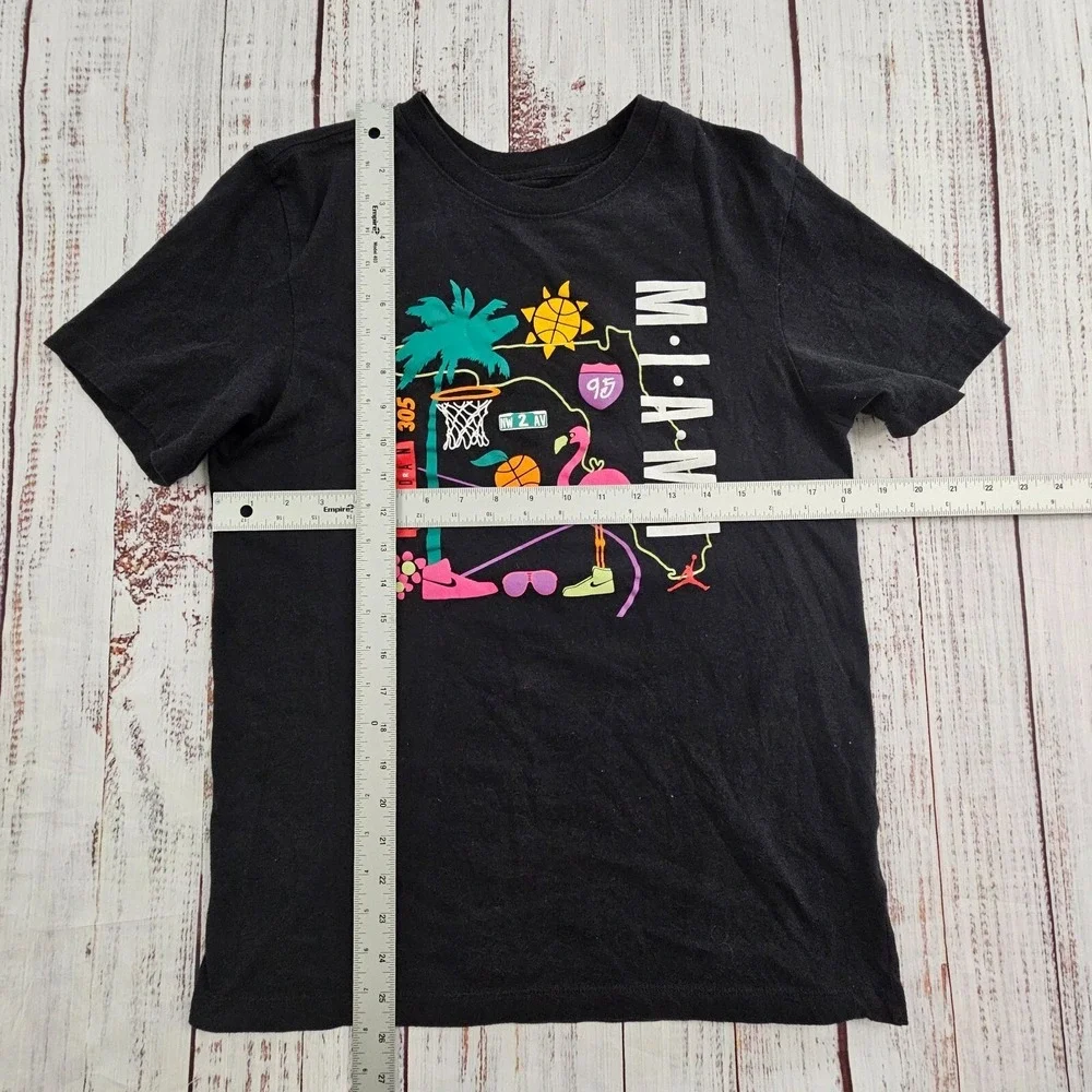 Air Jordan Miami 305 Basketball Black Short Sleeve Cotton T-Shirt Men's S